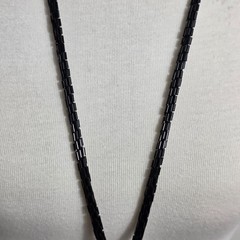Vintage-Style Black Beaded Lariat Necklace Long Clasp Free Intricate Tassel Ends