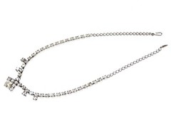 Vintage Rhinestone Crystal Necklace With Hook Closure 15.5 Inches Length