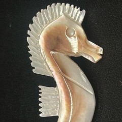 Seahorse Brooch Mother of Pearl Shell Trombone Clasp 2.5 inch, Vintage