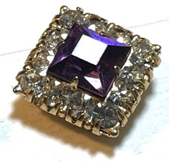 VTG PR VARGAS MANUFACTURING CO. AMETHYST & CLEAR RHINESTONE EARRINGS CIRCA 195Os