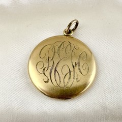 Antique Victorian Gold Filled Initial Monogram Locket Pendant W&H Co Repair Read