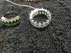 lot Of 8 Silver And Gold Tone Necklace/bracelets/earrings/Rings