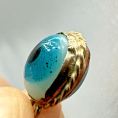 Vtg Victorian? Reversible Evil Eye Blown Glass Gilted Brass Good Luck Pendant
