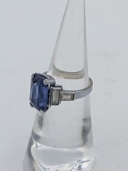 Antique Art Deco 14k 5 Ct Tanzanite/ Diamond Ring Size 5