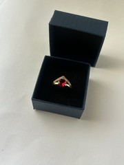 Vintage Red Cubic Zirconia Ring Gold Plated Womens Size 8.5
