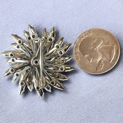 Rhinestone Starburst Brooch Atomic Smoky Gray Vintage Mid Century Pin