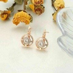 Art Deco Round Cut Lab Created Diamond 14Ct Rose Gold Plated Earrings