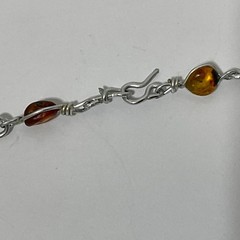 VtgGenuine Honey Cognac Amber Nugget Wire Wrapped Pendant Necklace Bracelet Set