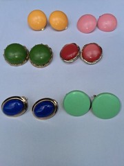 Vintage Clip On Earrings Lot 6 Pairs Plastic Lucite Retro Mod Costume Jewelry