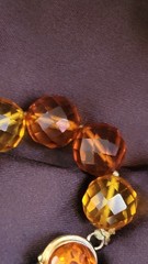Faceted Amber Vintage Choker Necklace Fancy Clasp with UV Test See Pics