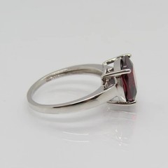 Elegant Argentium Silver 935 Red Garnet Cushion Cut Ring Jewelry Gift Sz 4 To 14