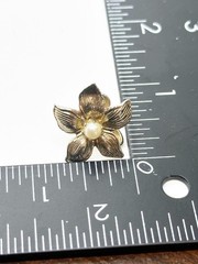 Vintage Flower Earrings Gold Tone Faux Pearl Screwback Mid Century