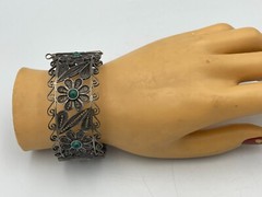 Rare Judaica 925 silver filigree bracelet set with King Solomon Eilat stones