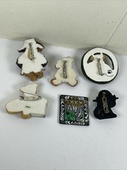 Lot of Brooches/Pins Resin Metal Vintage Assorted Shapes & Colors Bears Cat Zebr