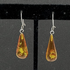 BALTIC AMBER teardrop earrings – sterling silver lever-back cognac dangle drop