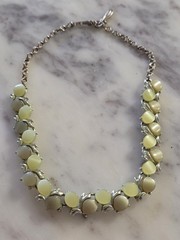 Vintage 2 PC Thermoset Necklace Clip On Earring Set Light Green Moonglow? Lucite
