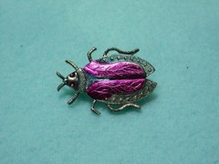 Vintage 1.25″ Purple and Silver Tone Bug Brooch in Very Good Condition