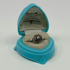 French Sterling Paste Shield Ring Size 8.25 Crab Mark Art Deco Vintage