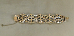 VINTAGE ART DECO LIGHT GRAY and CLEAR RHINESTONE CUFF BRACELET 7 1/4″ long