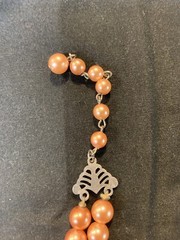 Antique Orange Beaded Necklace, Double Strand,no Brand,polished White Bead