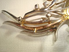 TRIFARI ALFRED PHILIPPE STERLING SILVER,VERMEIL,BIRD of PARADISE BROOCH,SIGNED