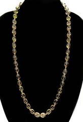 ART DECO 14K SMOKY QUARTZ FANCY SHAPE BEAD NECKLACE 34″ C.1920