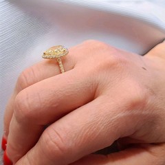 14k Yellow Gold Engagement Ring 2.50CT. Natural Pear cut Yellow Diamond GIA Cert