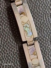 Mexican Sterling Silver Taxco 7 1/2 Inche Bracelet With Inlay.