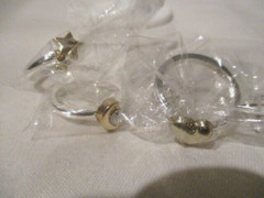 AVON Many Wishes 3 Pc Stackable Ring Set /Silvertone Heart, 2Stars Half Moon 8
