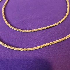 Good Quality Rope Chain Necklace Gold Tone Simple Classic 28” Long Unbranded