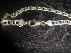 .925 Sterling Silver Vintage Italy Anchor Mariner Link Bracelet 8.25″