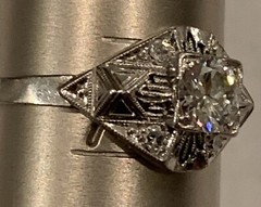High End Vintage Solid Platinum 10% Iridium Diamond Ring! VS G-H Antique Estate