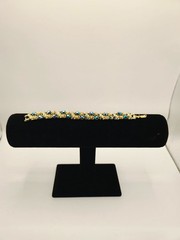 Vintage Coro Signed Gold Tone Link Bracelet Blue Aurora Borealis Rhinestone