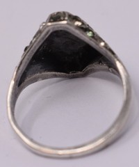 Genuine 1920s Art Deco Sterling Silver & Paste Flapper Dome Ring sz. 6