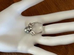 Vintage signed trillion cut crystal 925 Sterling Silver Ring 8 Suzanne Somers
