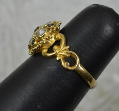 Victorian 18ct 18k Gold Almandine Garnet Pearl Cluster Ring Sz 5.5 Hallmark 1867