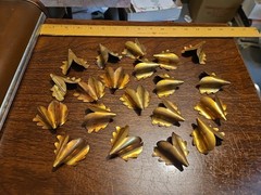 Lot Of 20 Wavy Fluted Leaf France Vintage 60s Brass Stampings Findings Jewelry