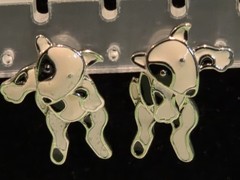 VINTAGE BEREBI BLACK & WHITE DOG ENAMELED PIERCED POST EARRINGS