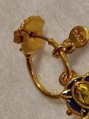 Signed MMA & CN – Single earring – goldtone – Enamel & Faux Stone