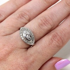 Vintage Ring With 0.56 Ct Round Cut Moissanite Engagement Cluster Princess Ring