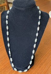 Antique 1920s Era Art Deco Flapper Necklace Black Glass Beads Hand Strung 24”