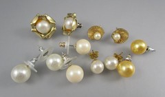 Retro Modern Varying Studs Styles w Faux Pearls LOT 6 Post Pierced Earrings 195L