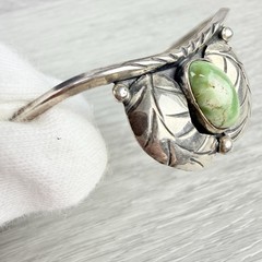 Vintage Silver Southwestern Style Green Turquoise Handmade Cuff Bracelet