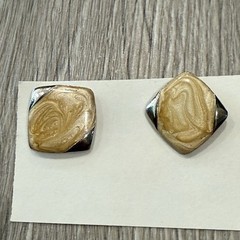 Vintage 80s Stud Earrings Set Of 2 Pairs Pierced Fashion Grandmacore Wavy Swirl