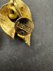 Vintage 1950’s signed Lisner Gold Tone Swirl Rhinestone Screw Back Earrings