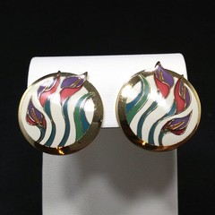 Laurel Burch “Lilies For Les” Floral Post Earrings, Gold Plated, 1980s Vintage