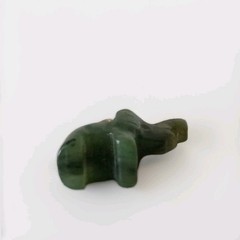 Vintage Jade Elephant Dark Green Jade Carved Elephant Pendant Charm
