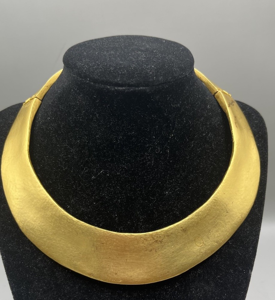 Vintage Gold Brass Hinged Collar Necklace Choker 70’s Boho Brutalist