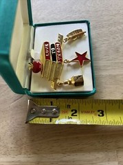 Tona Gold Tone Multicolor Enamel Book Stack And Dangling Charms Teachers Brooch