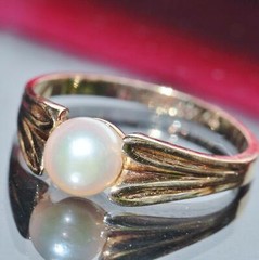 14k yellow gold ring 5.7mm sreshwater cultured pearl size: 6 vintage 2.4g N2450D